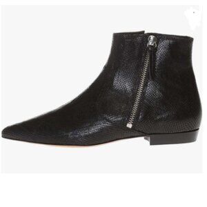 XYD Black Texture Pointed Toe Ankle Boots Low Heel Booties Office Dress Shoes